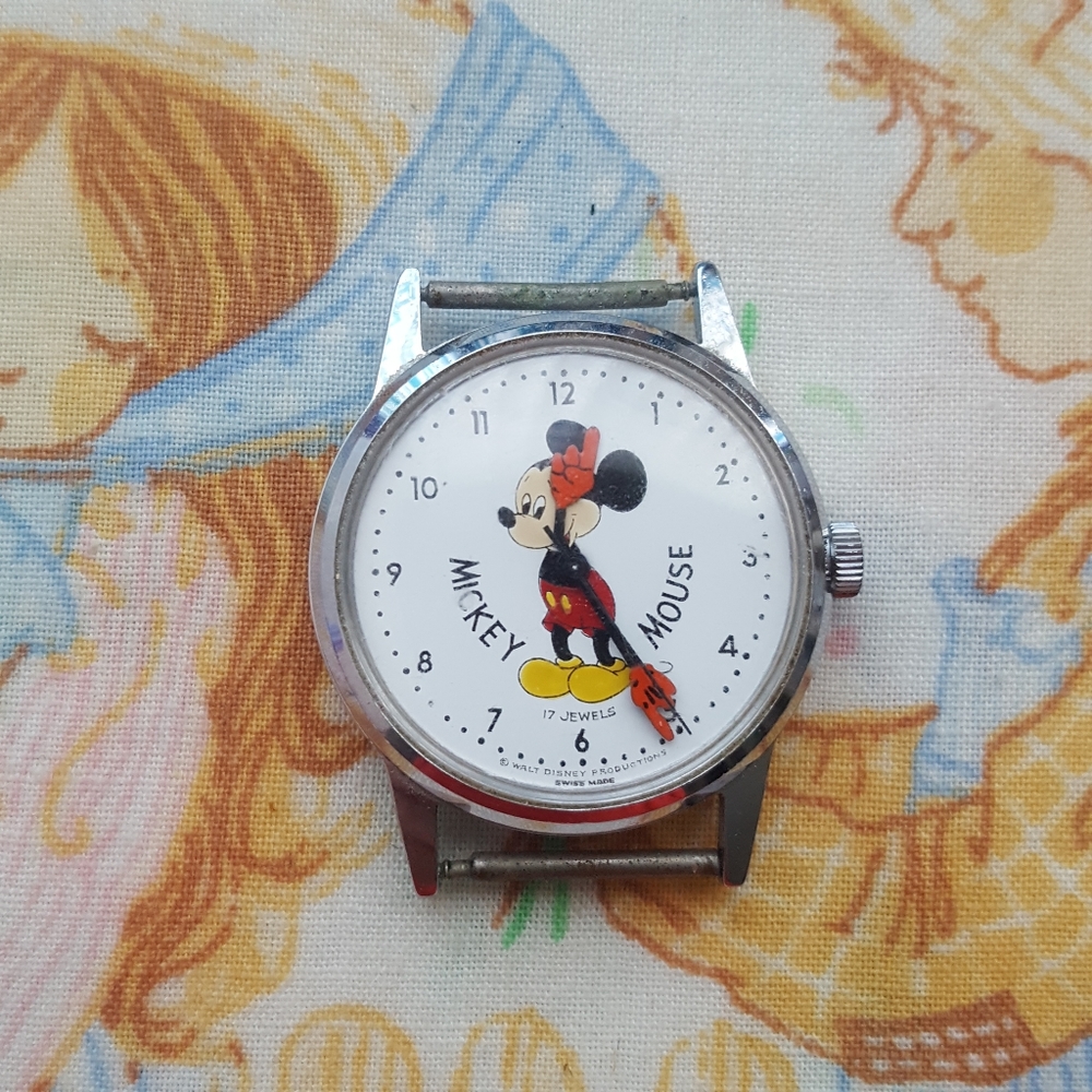 🌙Rare Vintage Swiss Watch Mickey Mouse Disney 17 Jewels